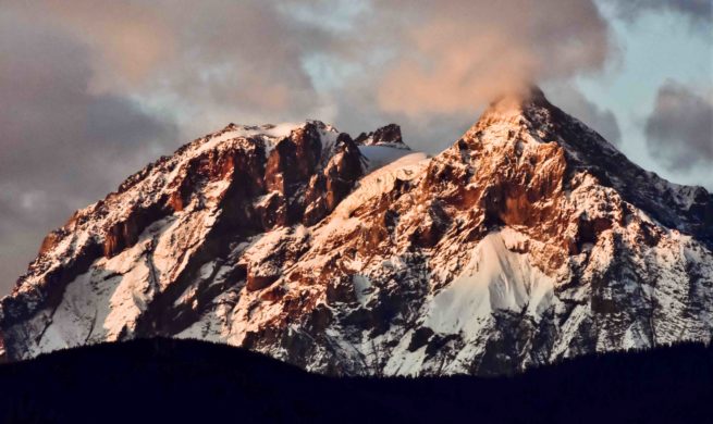 Sunset on Garibaldi and Atwell Mountains