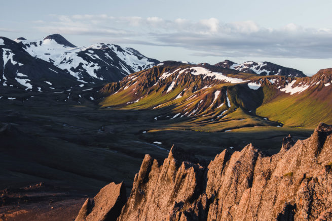 Escalade Rocheuse, AlftavatnSunset and mountains view from a cliff