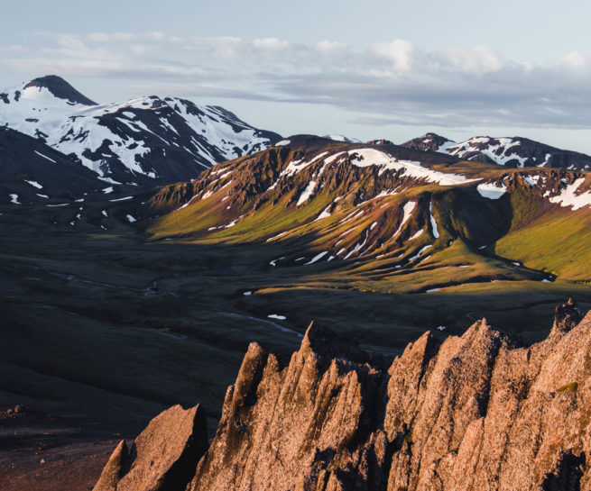 Escalade Rocheuse, AlftavatnSunset and mountains view from a cliff